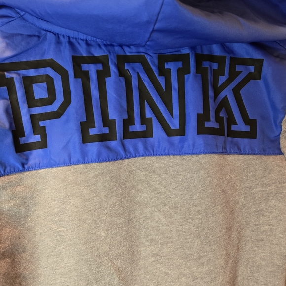 PINK Victoria's Secret Women Sweatshirt XS Gray Hoodie 1/2 Zip Logo READ - Picture 7 of 8